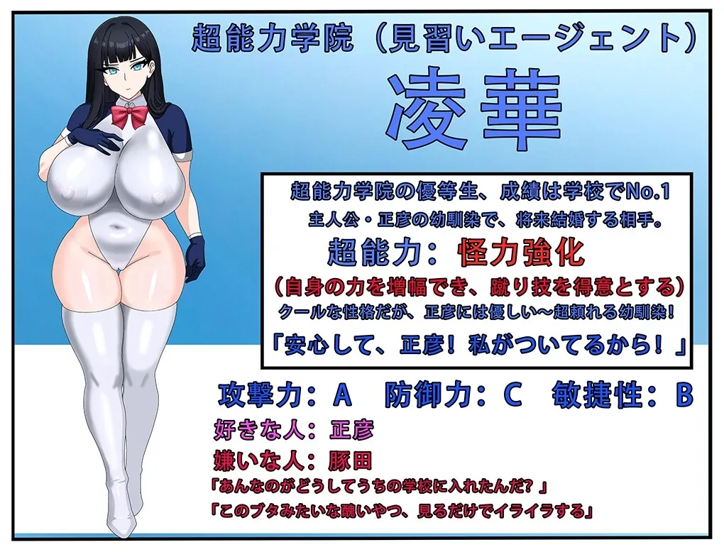 凌华身穿学院特工制服的身体强化能力档案