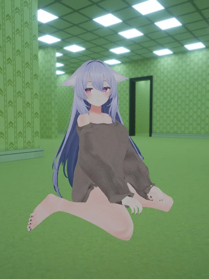 穿深色上衣的 3D 虚拟角色在迷宫场景中的半身裁切